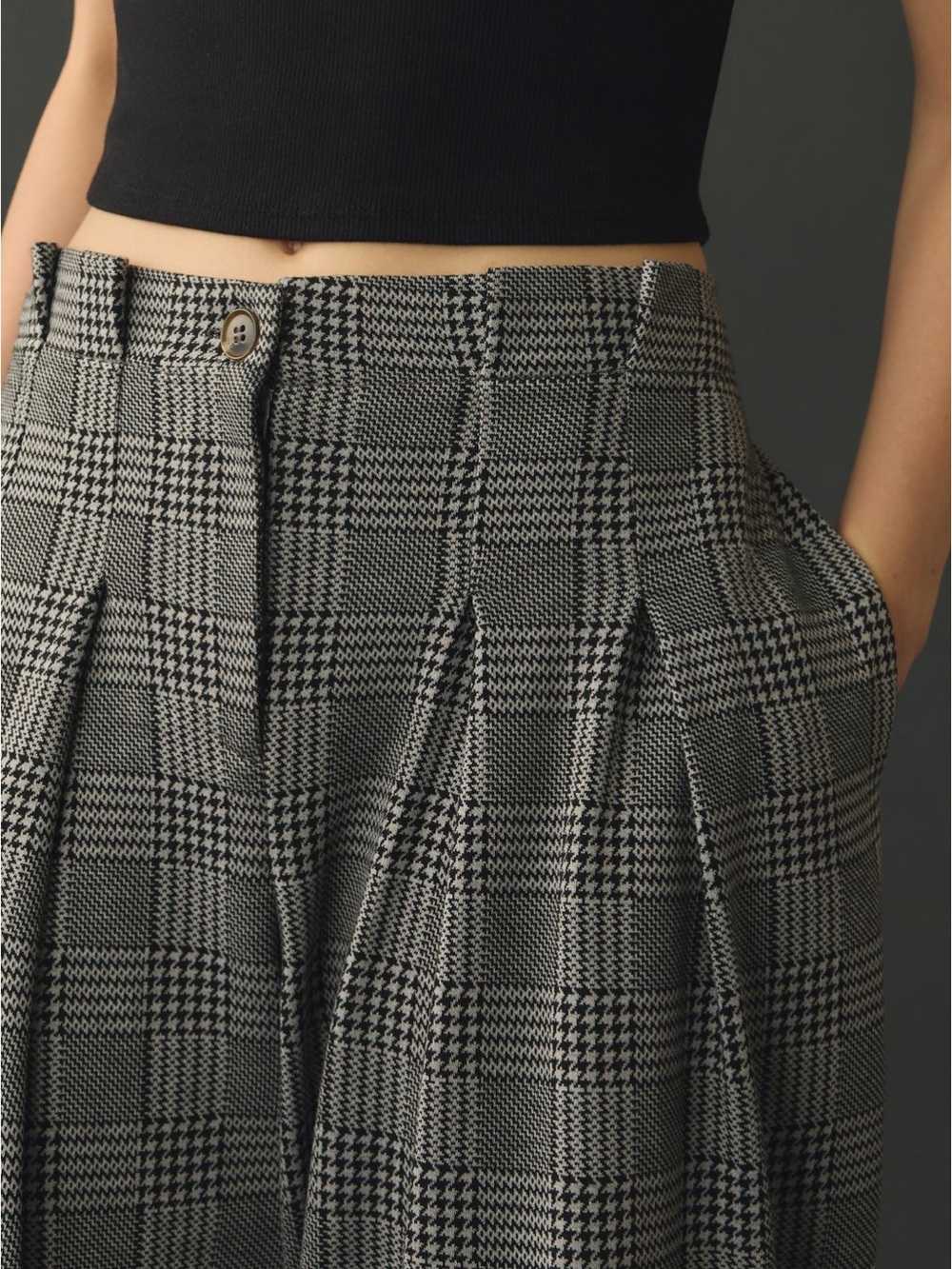 Anthropologie High-Waist Plaid Wide-Leg Trousers - Black & White - Picture 2 of 6